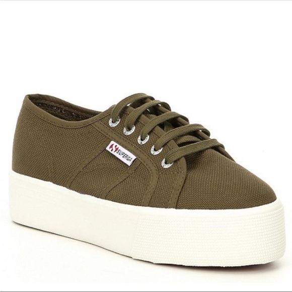 Superga Unisex 2790 Acotw Military Green Platform Sneaker Size 10 - Picture 1 of 6